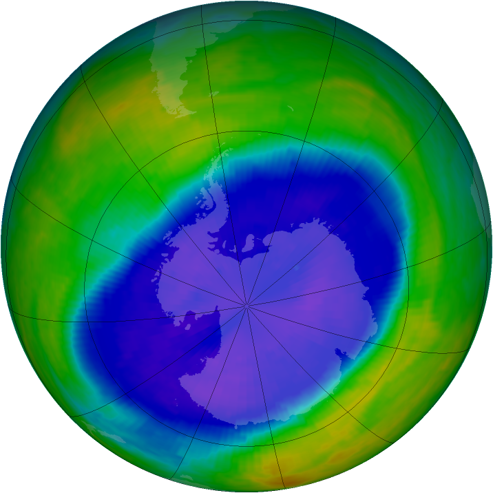 Antarctic ozone map for 18 September 1993